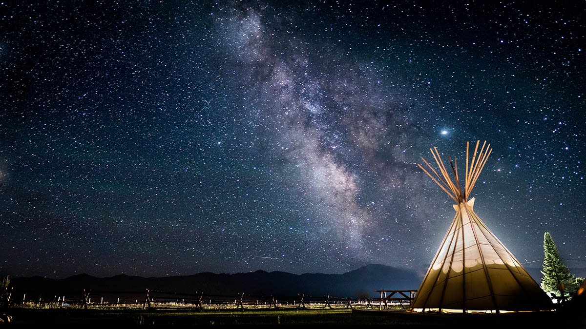 teepee on the Australian outback at night